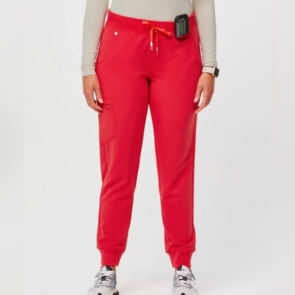 Figs High Waisted Zamora  scrub joggers 3Xl petite Neon Red color NWOT